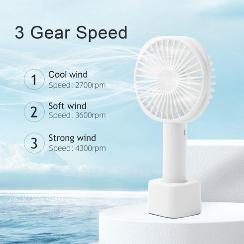 Handheld Fan Mini Portable Fan,USB Rechargeable Small Portable Fan,Battery Operated, 3 Powerful Wind Speed,8 Hours Long Working Time for Kids Wome...