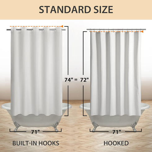 River Dream No Hook Hotel Cloth Shower Curtain Microfiber - Waterproof Soft Washable Fabric Shower Curtain or Liner with Magnets, White, Standard ...
