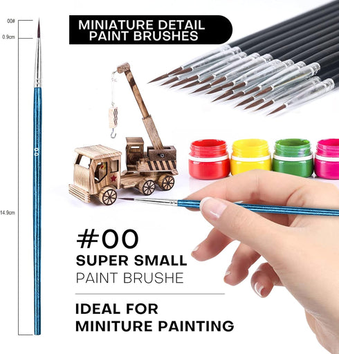 Fine Tip Paint Brushes,BWLKY 60Pcs Miniature Paint Brushes Fine Detail 00 Paint Brush Tiny Painting Brushes for Acrylic Oil Watercolor, Face Nail ...