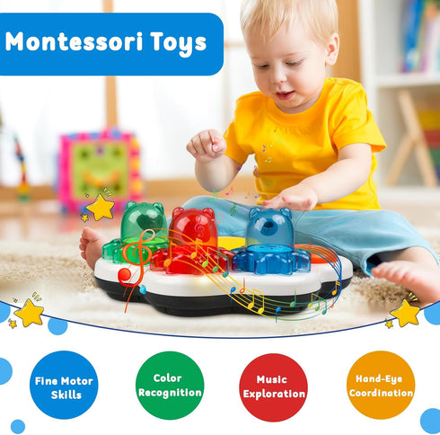 Baby Musical Light Up Toys Drum Gear - Newborn Infant Sensory Tummy Time Toys - Gifts for Boys Girls 0 3 6 9 12 18 Months 1 2 3 Year Old Birthday ...
