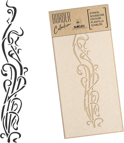 Border Reusable Plastic Wall Stencil // ART NOUVEAU ORNAMENT #2 // Art Craft Mylar Template (8,2"x15,7")...