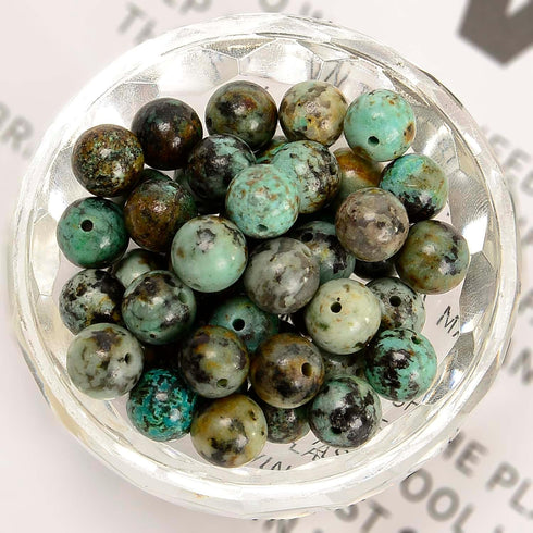 200pcs 4mm African Turquoise Loose Beads for Jewelry Making, Natural Semi Precious Beads Round Smooth Gemstones Spacer Beads Charms for Necklaces ...