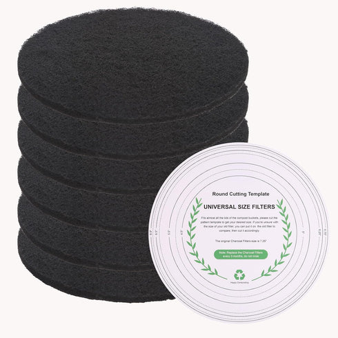 Charcoal Filters for Kitchen Compost Bin, 6 Pack Filters for Compost Pails Countertop Bin Replacement, Activated Charcoal Home Bucket Refill Sets,...