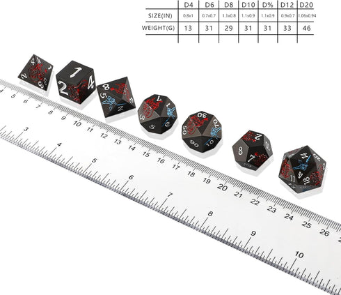 Metal Polyhedral DND Dice Set with Metal Box 7 Pieces Sward and Dragon D&D Dice for Dungeons and Dragons Role Playing Table Game (Grey and Red)...
