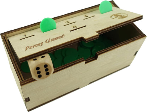 Penny Game - Fun Board Game Works with Pennies, Get Rid of Coins to Win, Coin Game Wood Box for 2-6 Players, Simple + Strategic Dice Games...