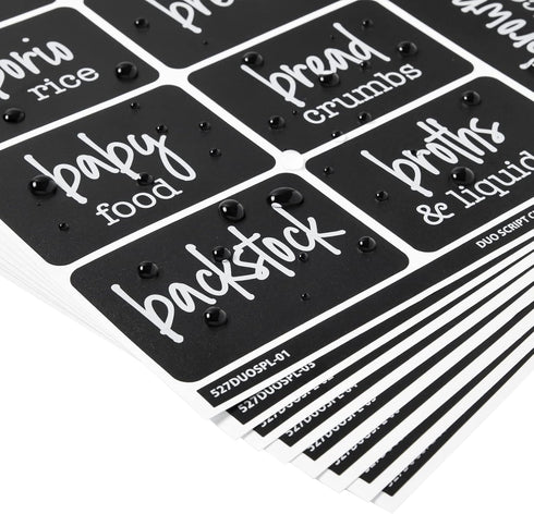 Talented Kitchen 128-Piece Chalkboard Pantry Labels for Containers - 2 x 3 in Black - Water-Resistant Preprinted White Script - Includes 88 Large,...