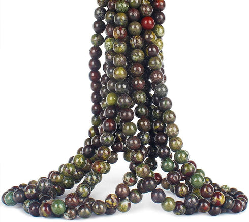 70PCS Natural 8MM Healing Gemstone, Dragon’s Blood Energy Stone Round Loose Beads, Semi-Precious Crystal Beads with Free Elastic String for Jewelr...