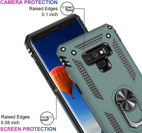 IKAZZ for Galaxy Note 9 Case,Military Grade Shockproof Heavy Duty Protective Phone Cover Pass 16ft Drop Test with Magnetic Kickstand Pine Green...