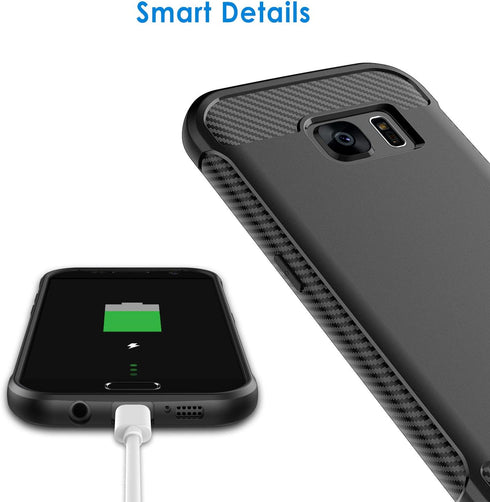 JETech Slim Fit Case for Samsung Galaxy S7 5.1-Inch, Thin Phone Cover with Shock-Absorption and Carbon Fiber Design (Black)...