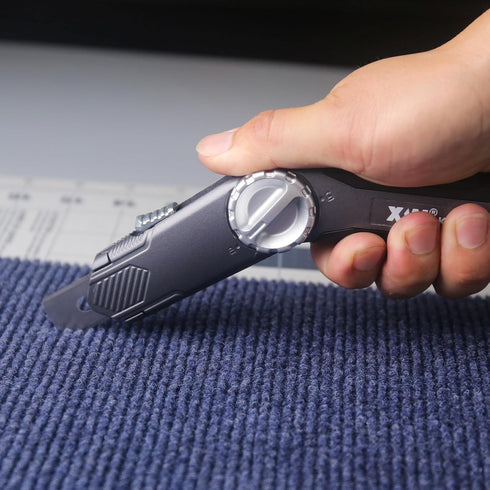 XW Retractable Carpet Knife with Twist-lock Design, Heavy Duty Zinc Alloy Knife with Blade Storage, Extra 5 Blades Included....