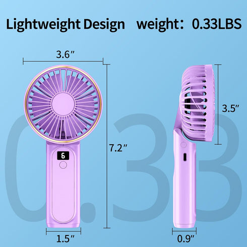 Handheld Fan, Portable Fan, 4000mAh USB Rechargeable Personal Fan, 180° Foldable Mini Desk Fan, 6 Wind Speed, LCD Digital Display, Lanyard as Neck...
