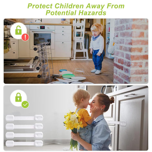 Matenf Child Proof Cabinet Locks (4 Packs), Baby Toddlers Locks for Drawers, Refrigerator Safety Latches for Kids Pets, Durable Safe ABS Material ...