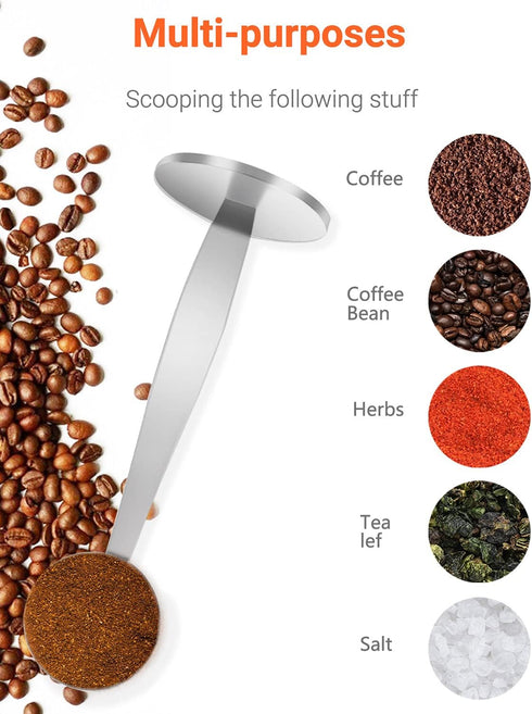 Two-in-One Stainless Steel Coffee Scoop Tamping Dual-Purpose Coffee Spoon Powder Hammer Tamper Multi Function Spoon Holder Coffee Tools for Measur...