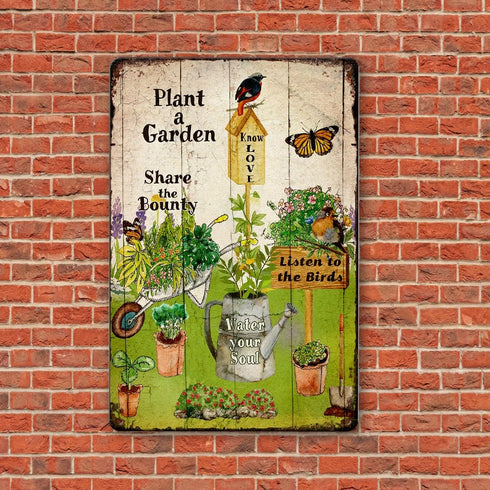 Garden Sign Garden Decor Retro Metal Garden Signs Plant A Garden Sign Outdoor Garden Art Wall Decor Funny Garden Signs Courtyard Rustic Garden Dec...