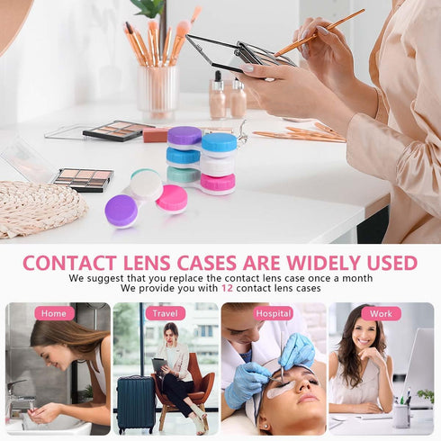 12 Pack Colorful Cute Contact Lens Case Bulk Box Holder Container Soak Storage Kit (6 Color)...