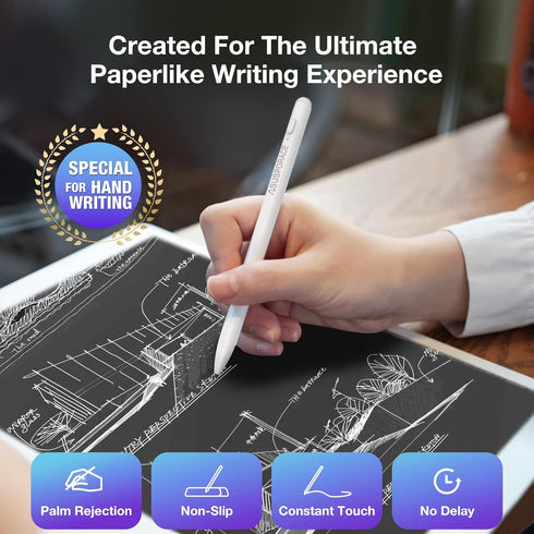 Tough Silicone Ball Nib Stylus for iPad, Soft Silent Paper Like Writing, Non-Slip Stylus Tips Active iPad Pencil, Palm Rejection Stylus for iPad P...