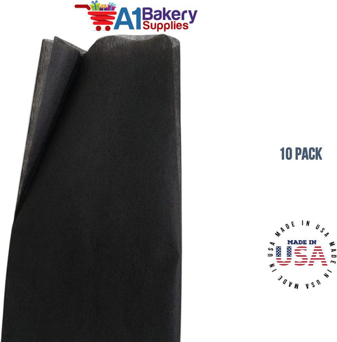 A1BakerySupplies Polyester Non-Woven Reusable Color Tissue Paper 20 x 26 Inches - 10 Sheet Pack (Black) Wrapping for Flowers & Bouquet...