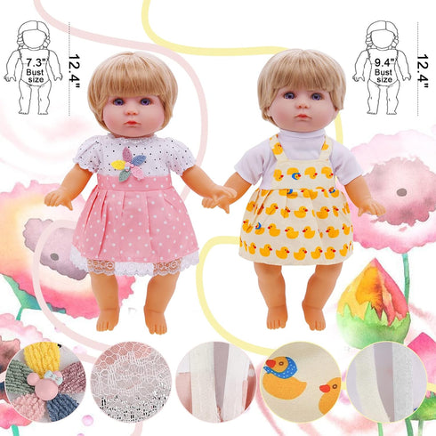 Girl Doll Clothes and Accessories Gift - 8 pcs Alive-Baby Doll Clothes Dress Outfits for 12 Inch Dolls, 6 Complete Sets Clothing of Dresses Cloak ...
