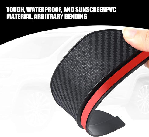 2 PCS Car Rear View Mirror Rainy Eyebrows, 6.85" x 2.28" Carbon Fiber Waterproof Side Mirror Guard, Rainwater Diversion Visor All-weather Protecti...