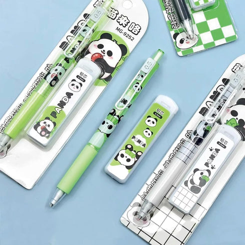 4 Pcs Mechanical Pencils with Refills 0.5mm Cute Panda Mechanical Pencil Kawaii Cartoon Pencils School Pencil for Kids Students Girls Boys Women (...
