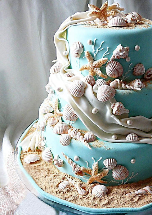 Marine Theme Cake Fondant Silicone Mold,Seashell, Conch, Starfish, Fish,Under the Sea Style Handmade Pastry Baking Molds for Cookie Chocolate Cand...