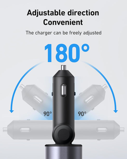 iPhone Car Charger, Retractable Fast Car Phone Charger 100W for CarPlay, 4 in 1 Car Charger Adapter with 2 Cables 31.5 Inch and 2 USB Ports, Compa...