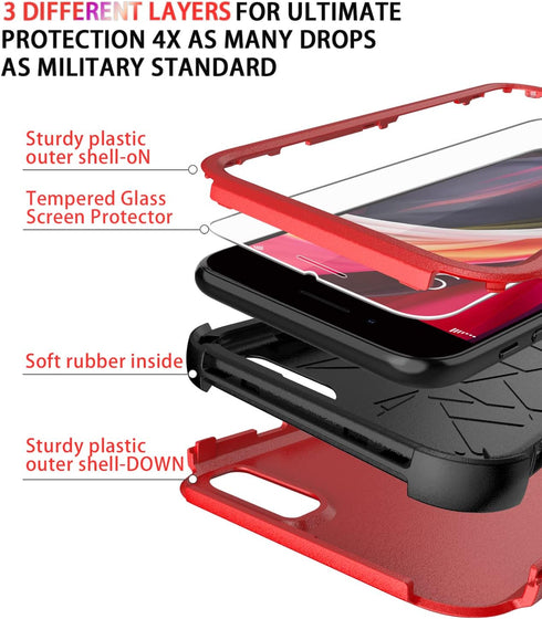Diverbox Designed for iPhone SE case with Screen Protector Heavy Duty Shockproof Shock-Resistant Cases for Apple iPhone se Phone 2022/2020 Release...