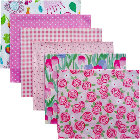 Pink Rose Fat Quarters Fabric Bundles Baby Girls Fabric for Quilting Light Pink Tulip Floral Fabric Bundles 18 x 22 Cute Baby Quilt Fabric for DIY...