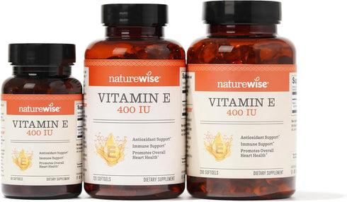 NatureWise Vitamin E 400 IU Softgels (180mg DL-Alpha) - Dairy Free, Gluten Free and Soy Free Antioxidant-Rich Dietary Supplement for Skin, Heart, ...