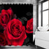 LIVILAN Red Shower Curtain for Bathroom Rose Shower Curtain Black and Red Shower Curtains Red Rose Shower Curtain with Hooks Black Floral Flower D...