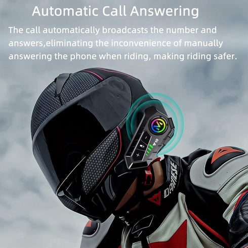 Y10 Motorcycle Helmet Bluetooth Headset with HiFi Stereo Sound,Noise Reduction,1000mAh Battery,Helmet Bluetooth Headset Speakers with RGB,IPX6 Wat...