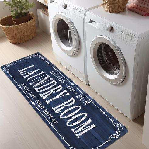 Cekene Laundry Room Runner Rug 20"x59" Non Slip Farmhouse Laundry Rug Runner Washable Laundry Mats with Rubber Backing Blue Kitchen Rug Carpet Run...