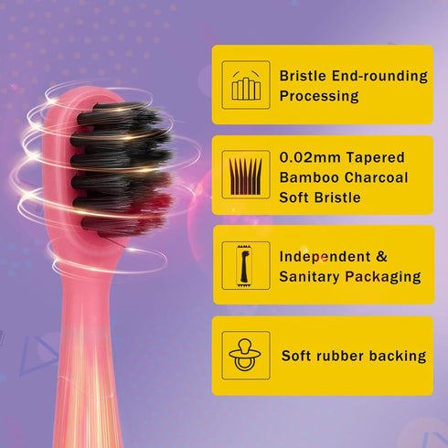 Compatible with Burst Kids Electric Toothbrush Replacement Heads with Dust Cover Caps, for Burst Kids Toothbrush,6 Pack, Light Pink...