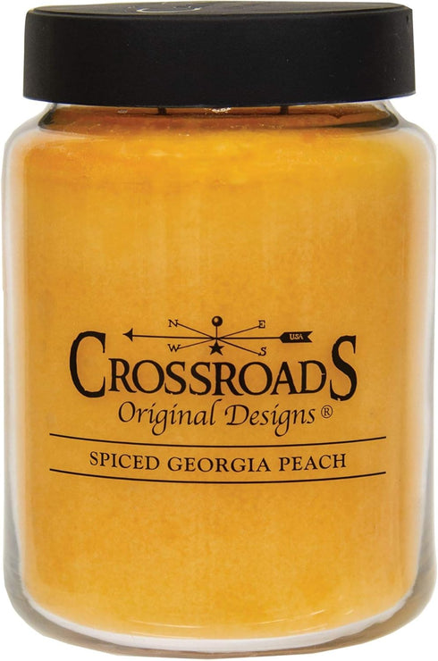 CROSSROADS ORIGINAL DESIGNS Spiced Georgia Peach Jar Candle 26oz, Light Grey (Model: CR-SGP26)...