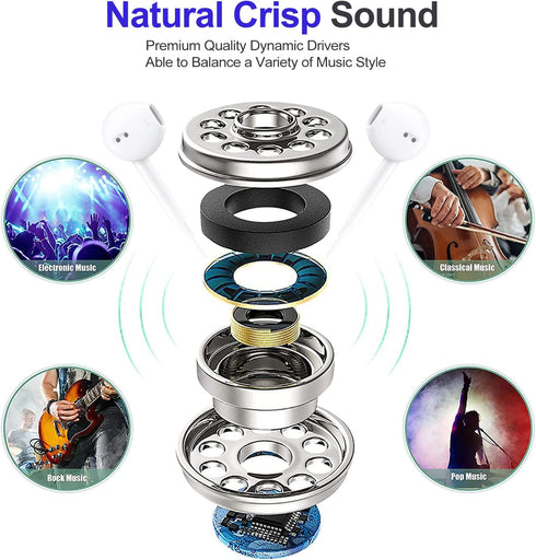 6Pack Wired Earbuds Headphones, Earphones with Heavy Bass Stereo Noise Blocking, Microphone, Compatible with iPhone, Android Phones, Laptops, Comp...