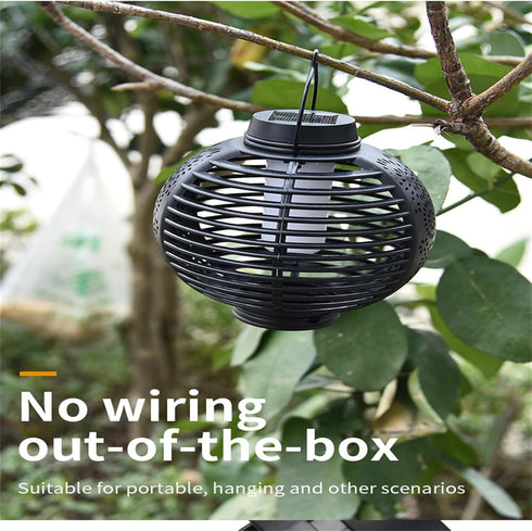 3.7v 10w Solar Lantern Light Outdoor Ip65 Waterproof Round Garden Hanging Atmosphere Night Lamp Black...