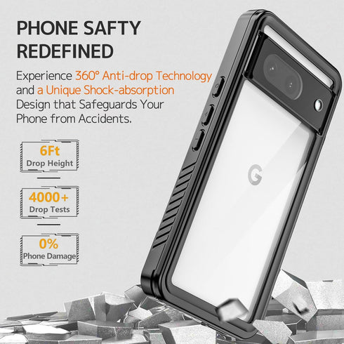 NINKI Compatible with Google Pixel 8 Waterproof Case with Built-in Screen Protector,Full-Body Washable Dual Layers Drop Protection Camera Protecti...