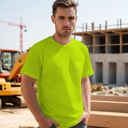 High Visibility Shirts for Men Hi Vis Safety Construction Shirts for Men Women, Short Sleeve Work Shirts, Meet ANSI, Durable & Breathable, UC-Yell...
