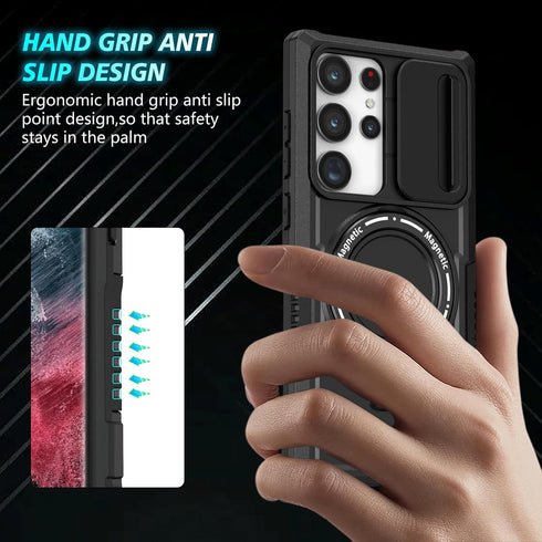 for Samsung Galaxy S22 Ultra Case Compatible with MagSafe Galaxy S22 Ultra Case Magnetic,with Screen Protector,with Magnetic Stand&Camera Cover Pr...