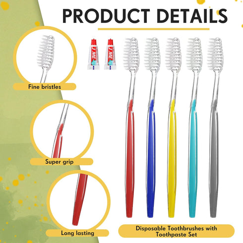 20 Sets Disposable Toothbrushes with Toothpaste and Comb Travel Toothbrushes Bulk Individually Wrapped Toothbrush Kit 7 Inch Mini Portable Toothbr...