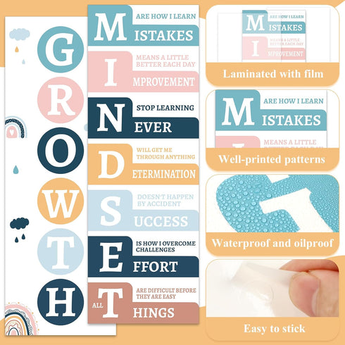Growth Mindset Posters for Classroom Motivational Posters Decorations Bulletin Board Banner Boho Rainbow Inspirational Posters School Poster for T...