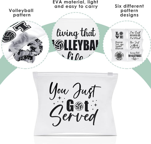 54 Pieces Volleyball Pouch EVA Matte Small Makeup Bag with Words Volleyball Gifts Volleyball Party Bags Sport Waterproof Cosmetic Bags Portable Vo...