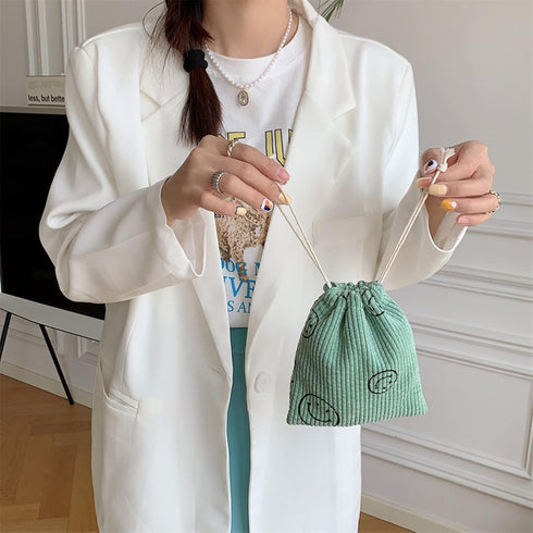 Cute Corduroy Smile Change Coin Purse Small Zipper Pouch Bag Wallet by Coin Purses Pouches Coin Holder Key Pouch Coin Purse for Women (Pink-Coin P...