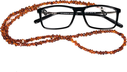 AMBERAGE Natural Baltic Amber beaded Eyeglasses -Sunglasses Holder/Eyeglass Chain for Adults Hand Made (3colors)...