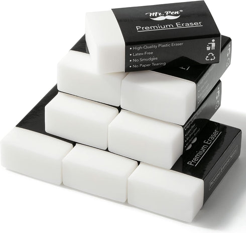 Mr. Pen- Pencil Eraser, 8 Pack, White Erasers, Erasers for Artists, Artist Eraser, Drawing Erasers for Sketching, Large Eraser, Pencil Erasers, Ar...