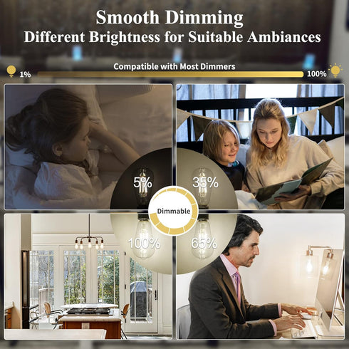 DiCUNO LED Edison Bulb 60 Watt Equivalent, Daylight White 4500K, Dimmable Edison Bulbs ST64, Antique LED Filament Bulb for Kitchen Lighting, 700 L...