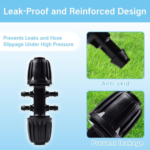 4 Packs 1/2 to 1/4 Drip Irrigation Fittings Kit and 10 Packs Irrigation Clamps Set Leak Proof Barbed Fitting for Systems Easy to Install Compatibl...