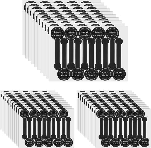 300 Pcs Handmade Food Baking Seal Stickers, Self-Adhesive Handmade Bakery Stickers, Black Long Label Cake Stickers, Stickers for Pastry Bags Lolli...