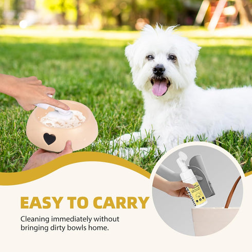 Pet Bowl Cleaner with Brush - Plant-Based Formulated for Dogs and Cats, Effectively Cleaning Ways for Pet Food or Water Bowl, Fragrance-Free...