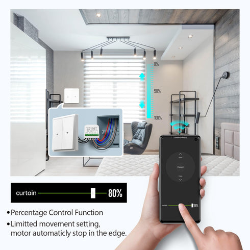 DieseRC WiFi Smart Roller Shutter Controller Module, Tuya APP WiFi Control Compatible with Alexa/Google Home APP Control and Manual Switch, Electr...